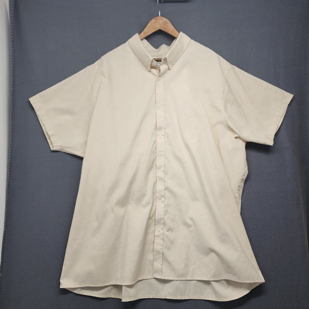 Winston Mens Shirt 5XLT Cream Short Sleeve Button Up Big & Tall Office